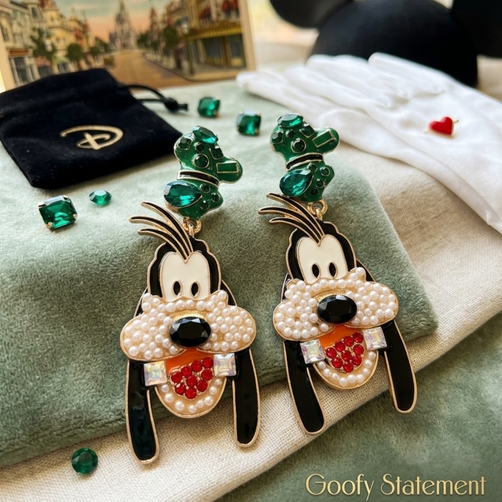Disney Goofy Earrings - Black, Green, and Red